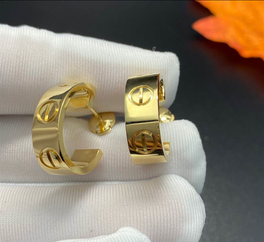Designer 18K yellow gold Cartier Love Earrings B8022500