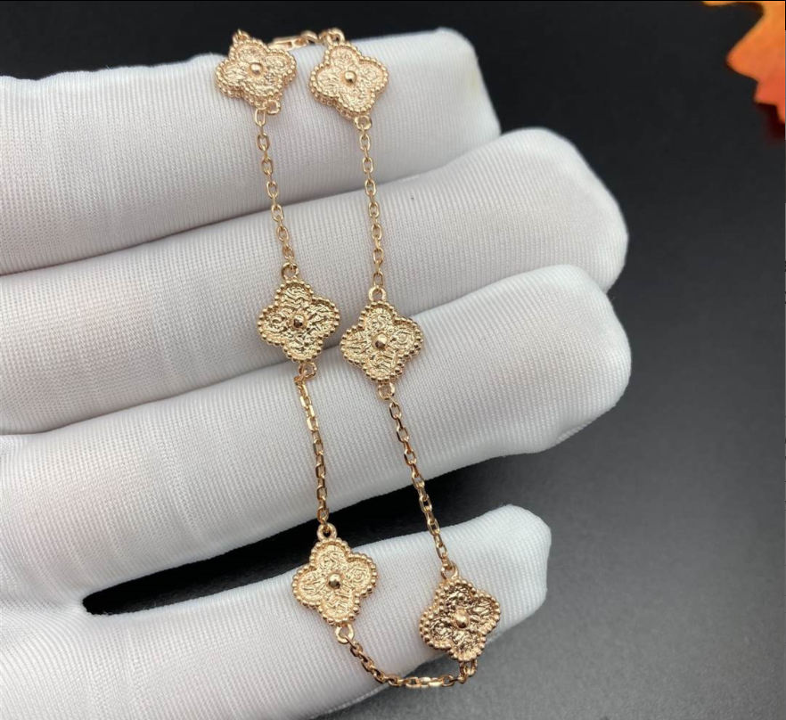 Van Cleef & Arpels Sweet Alhambra 18K Rose Gold Bracelet 6 Motifs