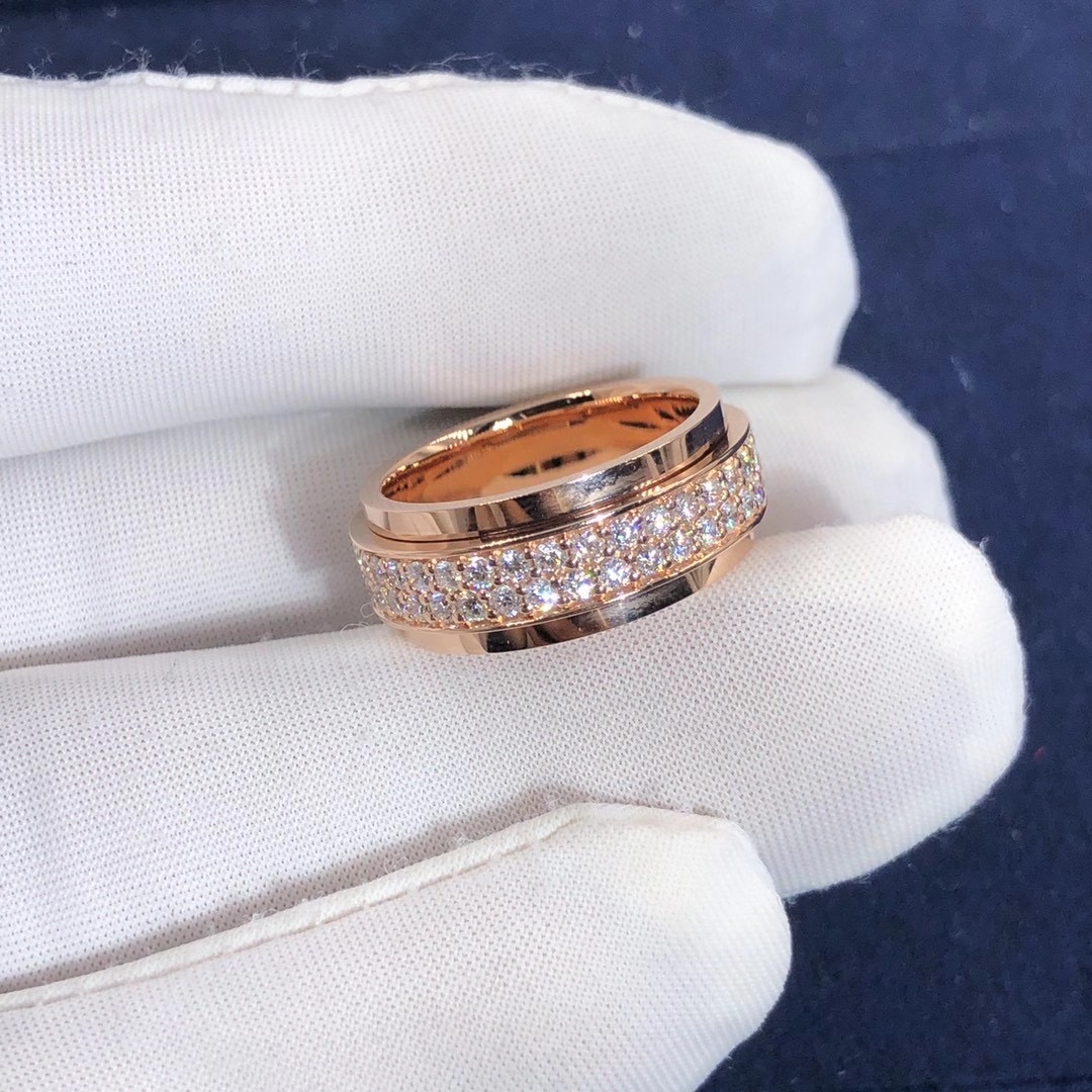 Custom Made Piaget 18k Rose Gold Possession Diamonds Band Ring